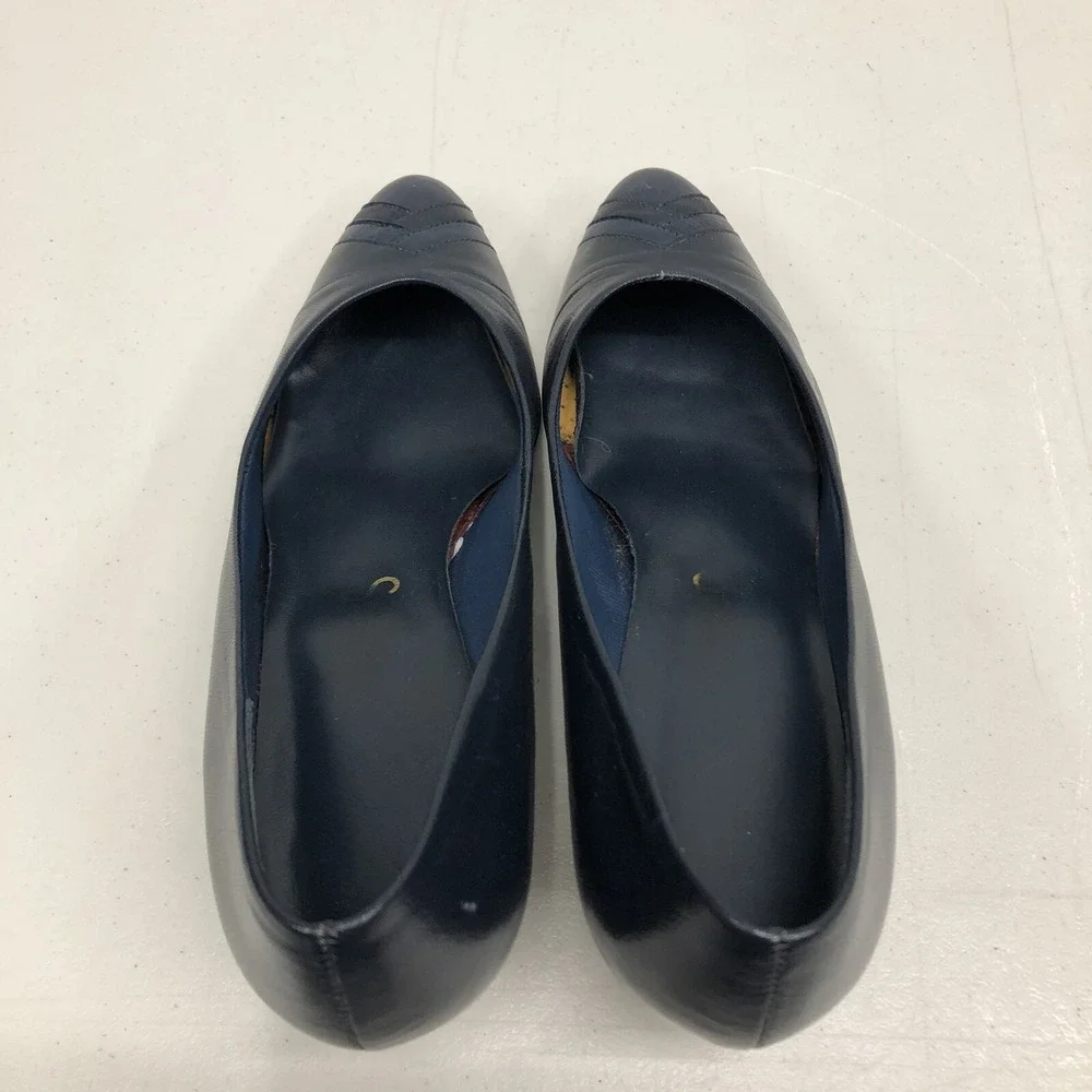 Selby Vintage Women's 7 B‎ Glen Navy Blue Multi Textured Tip Point Toe Heel Shoe